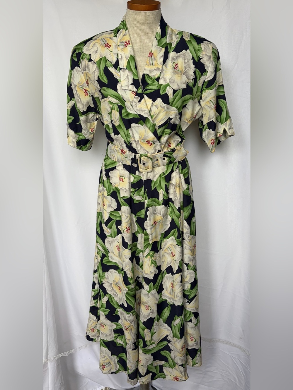 1980s Floral Dress with Belt
